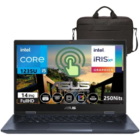 B3402FBA-I58511 Intel Core I5-1235U 8gb 512GB SSD WINDOWS11 14'' Fhd Dokunmatik Taşınabilir Bilgisayar AI58512+ÇANTA ürün görseli 1