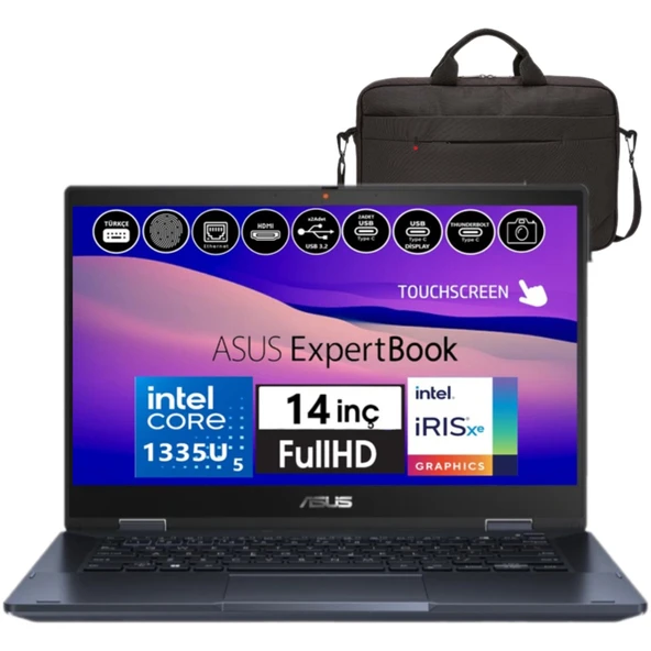 expertbook B3 Flip B3402FVA-I58512S0D I5-1335U 16GB 512GB SSD 14" Fullhd Dokunmatik 2'in1 Freedos Dizüstü Bilgisayar ürün görseli 1