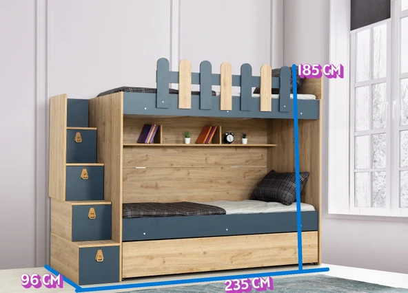 EVİMŞAH 90 190 YAVRU YATAKLI 3 LÜ CEVİZ A.GRİ RANZA - 4