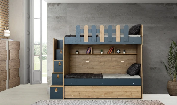 EVİMŞAH 90 190 YAVRU YATAKLI 3 LÜ CEVİZ A.GRİ RANZA - 2