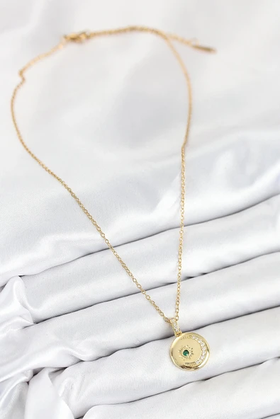 pilelistore 316L Çelik Zirkon Taşlı Ay Ve Güneş Model Gold Renk Kadın Kolye - TJ-BKO10539 - Resim 2