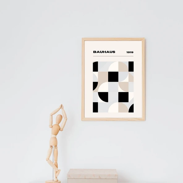 Bauhaus Minimalist  Duvar Tablosu Çerçeveli 2'li Set Ahşap Renk 30 x 42 Boyut/Ebat - Resim 3