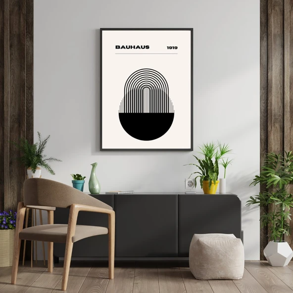 Bauhaus Minimalist Duvar Tablosu Çerçeveli 2'li Set Siyah Renk 30 x 42 Boyut/Ebat - 2