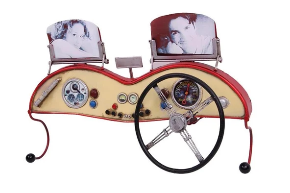 pilelistore Dekoratif Metal Askı Çerçeveli ve Araba Konsolu Temalı Hediyelik - 2