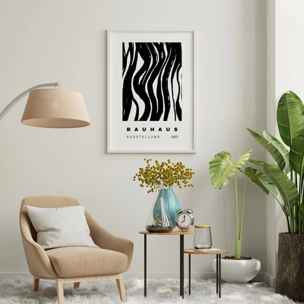 Siyah Beyaz Şekiller Duvar Tablosu Çerçeveli 2'li Set Beyaz Renk 21 x 30 Boyut/Ebat - 3