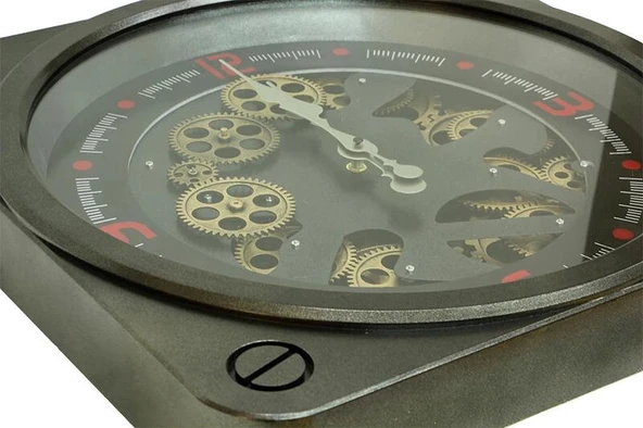 pilelistore Saat Çarklı Kare Duvar Saati Dekoratif Ev Ofis Hediyelik - 4