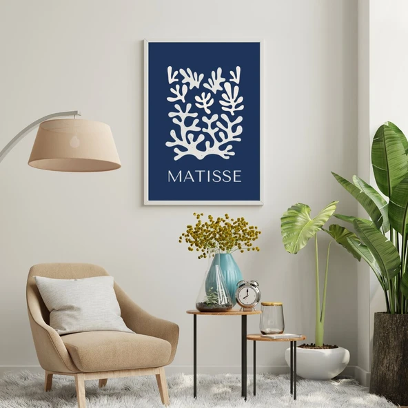 Mavinin Güzelliği Matisse Duvar Tablosu Çerçeveli 2'li Set Beyaz Renk 30 x 42 Boyut/Ebat - Resim 3