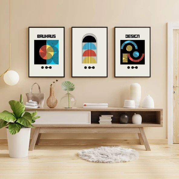 Bauhaus Gece Karanlığı Duvar Tablosu Çerçeveli 3'lü Set Siyah Renk 35 x 50 Boyut/Ebat