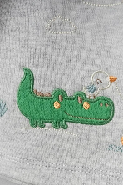 Bebitof %100 Pamuk Sevimli Kuş ve Timsah Desenli Bebek 5 Parça Yenidoğan Hastane Çıkışı Zıbın Seti BBTF.GRM.20108 - 2