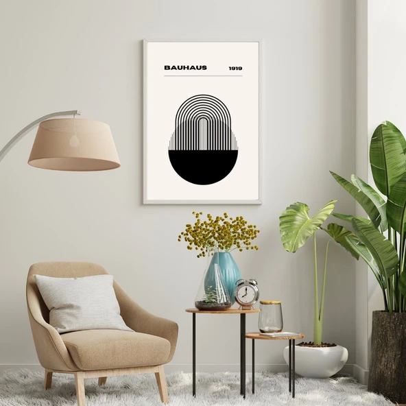 Bauhaus Minimalist  Duvar Tablosu Çerçeveli 2'li Set Beyaz Renk 21 x 30 Boyut/Ebat - Resim 2