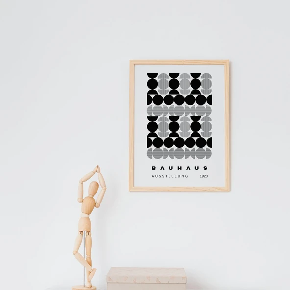 Siyah Beyaz Şekiller Duvar Tablosu Çerçeveli 2'li Set Ahşap Renk 35 x 50 Boyut/Ebat