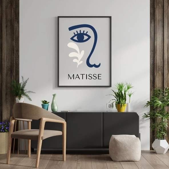 Mavinin Güzelliği Matisse Duvar Tablosu Çerçeveli 2'li Set Siyah Renk 21 x 30 Boyut/Ebat