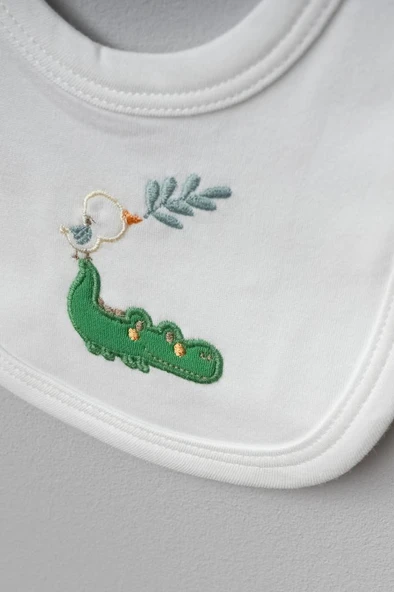 Bebitof %100 Pamuk Sevimli Kuş ve Timsah Desenli Bebek 5 Parça Yenidoğan Hastane Çıkışı Zıbın Seti BBTF.EKR.20108 - 5