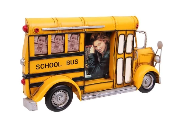pilelistore Dekoratif Metal Çerçeve Okul Otobüsü Temalı Hediyelik - 3