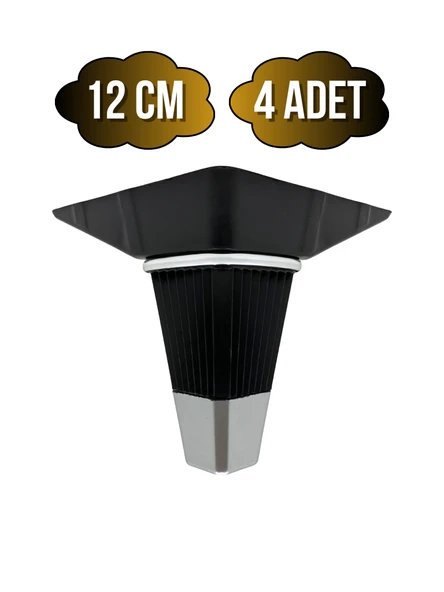 İrem Siyah Krom 12cm Plastik Ayak Mobilya Masa ve Dolap Ayağı(SİYAH KROM)(12CM) Siyah 12cm 12cm - 4 ADET ürün görseli