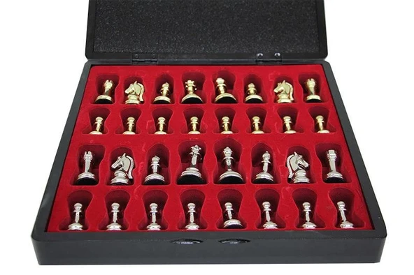 pilelistore Satranç Taşı Zamak Kutulu Satranç Takımı Seti Hediyelik - 2