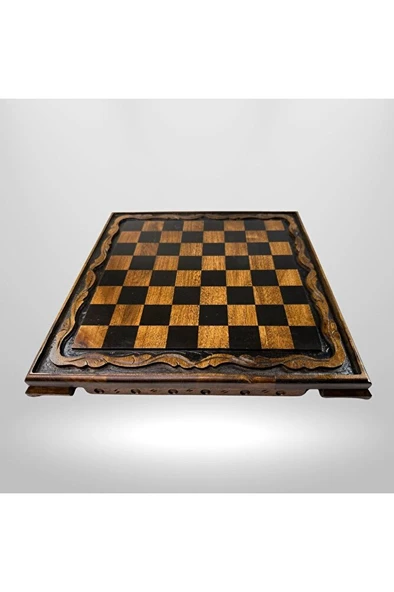 MC01 Metal Satranç Takımı - Doğal Ahşap Ceviz Tahta - El Yapımı Antik Metal Taşlar - 2