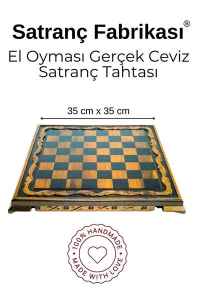 MC44 Büyük Boy Metal Satranç Takımı – Gerçek Ceviz Tahta – El Yapımı Antik Taşlar 35x35cm - 3