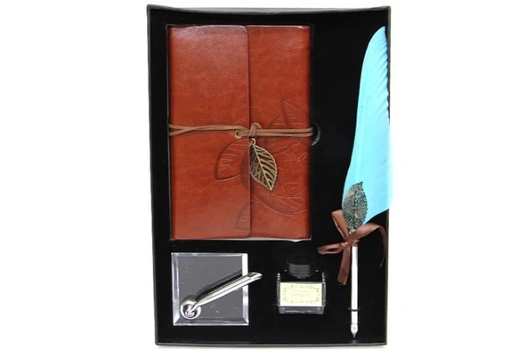 pilelistore Divit Hokka Defter Ve Tüylü Kalem Seti Hediyelik - 2