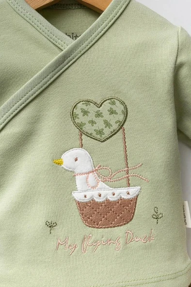 Bebitof %100 Pamuk Sevimli Ördek Desenli 5 Parça Yenidoğan Hastane Çıkışı Zıbın Seti BBTF.YSL.20219 - 2