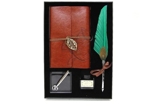 pilelistore Divit Hokka Defter Ve Tüylü Kalem Seti Hediyelik