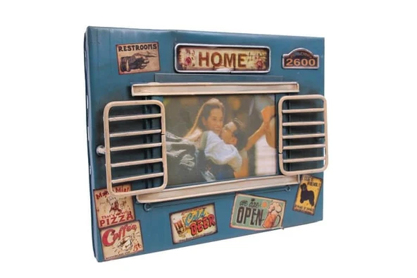 pilelistore Dekoratif Metal Çerçeve Panjur Temalı Vintage Ev Ofis Hediyelik - 2