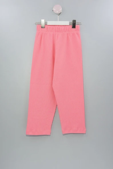 Fitilli Cepli Toz Pembe Kız Çocuk Pijama Takımı - Resim 4