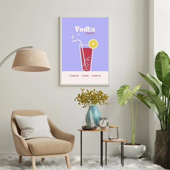 Renkli Kokteyler Duvar Tablosu Çerçeveli 3'lü Set Beyaz Renk 21 x 30 Boyut/Ebat - Resim 4