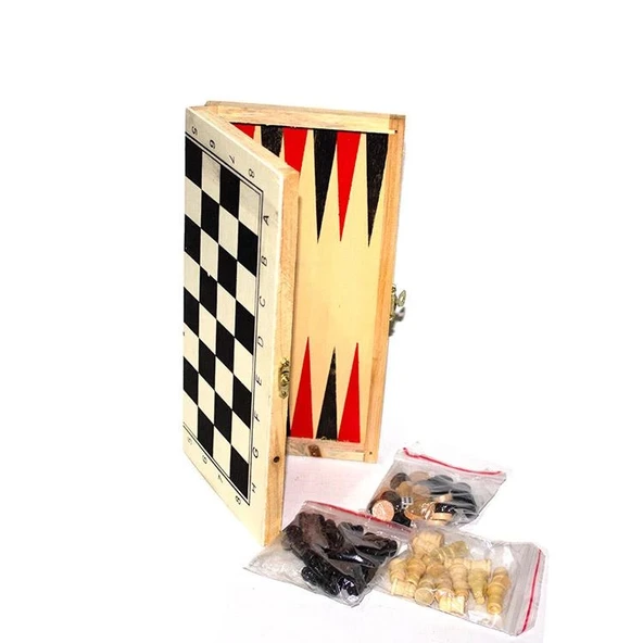 pilelistore Ahşap Tavla Satranç Takım Seti
