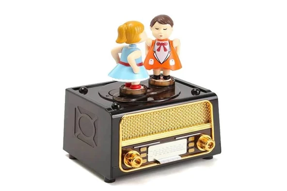 pilelistore Radyo Müzikli Müzik Kutusu Kurmalı Dekoratif Hediyelik