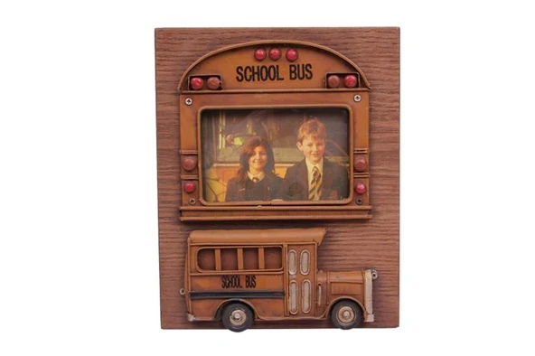 pilelistore Dekoratif Metal Çerçeve Okul Otobüsü Dekorlu Hediyelik