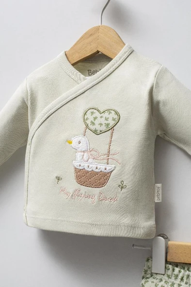 Bebitof %100 Pamuk Sevimli Ördek Desenli 5 Parça Yenidoğan Hastane Çıkışı Zıbın Seti BBTF.AYSL.20219 - 3