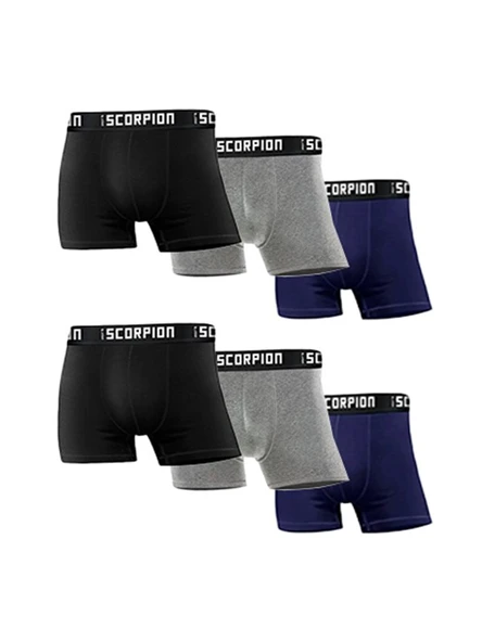 Erkekler İçin %95 Pamuk %5 Elastan Likralı Siyah - Gri - Antrasit Boxer – 6’lı Özel Kutu ürün görseli