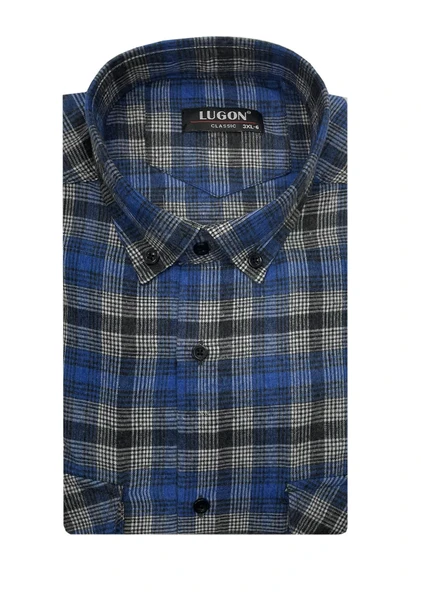 Kaşmir Büyük Beden Klasik Çift Cepli Erkek Gömlek - 7394 - 4