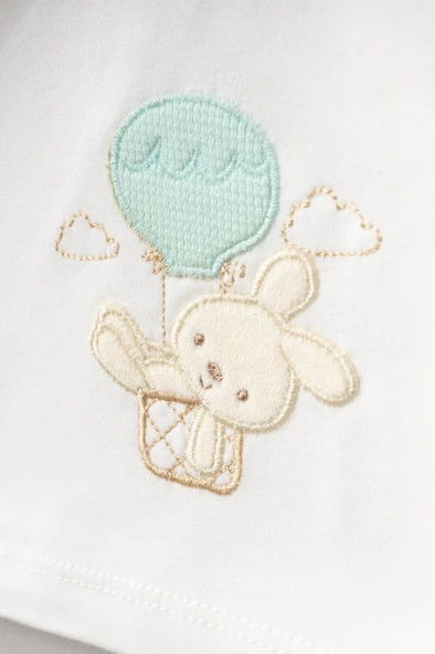 Bebitof %100 Pamuk Balonlu Tavşan Desenli 5 Parça Yenidoğan Hastane Çıkışı Zıbın Seti BBTF.SYSL.20119 - 2