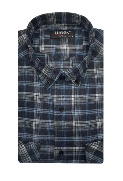 Kaşmir Büyük Beden Klasik Çift Cepli Erkek Gömlek - 7394 - 9