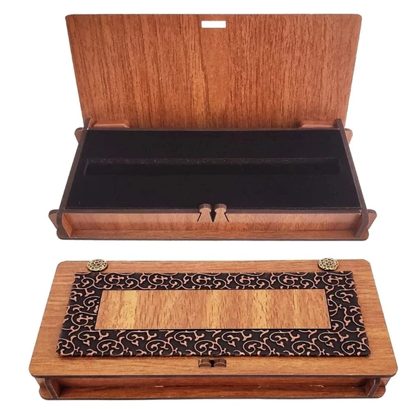 pilelistore Ahşap Deri Kalem Kutusu Süngerli