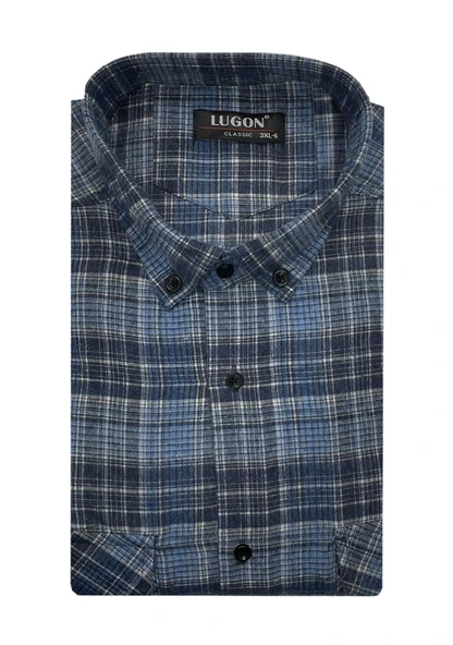 Kaşmir Büyük Beden Klasik Çift Cepli Erkek Gömlek - 7395 - 2