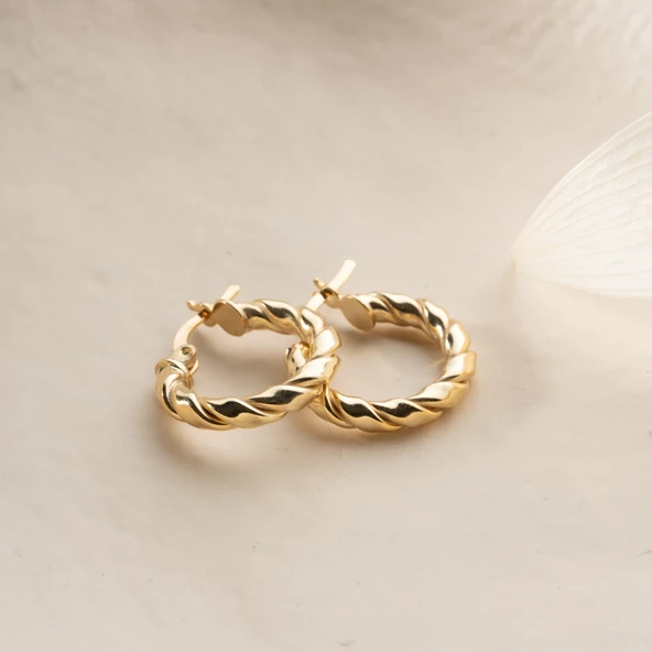 925 Ayar Gümüş Burgulu Halka Küpe - 2