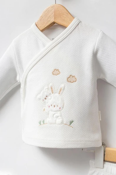 Bebitof %100 Pamuk Sevimli Tavşan Desenli 5 Parça Yenidoğan Hastane Çıkışı Zıbın Seti BBTF.EKR.20129 - 4