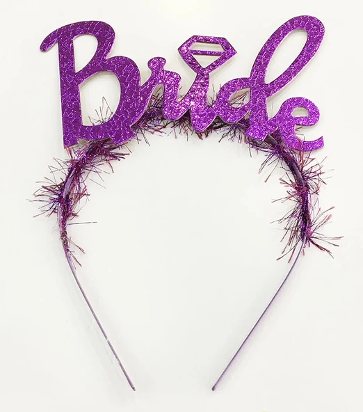 pilelistore Parti Mor Renk Bekarlığa Veda İtalik Yazı Alyanslı Bride Taç