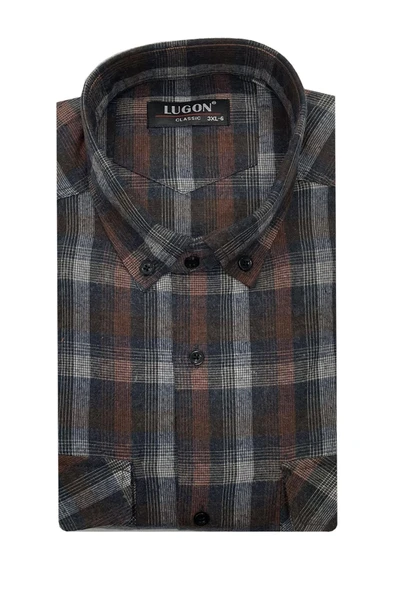 Kaşmir Büyük Beden Klasik Çift Cepli Erkek Gömlek - 7395 - 8