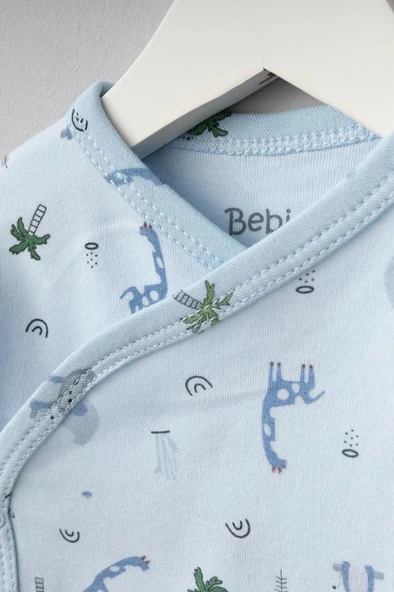 Bebitof %100 Pamuk Palmiye Desenli 5 Parça Yenidoğan Hastane Çıkışı Zıbın Seti BBTF.MV.20121 - 2