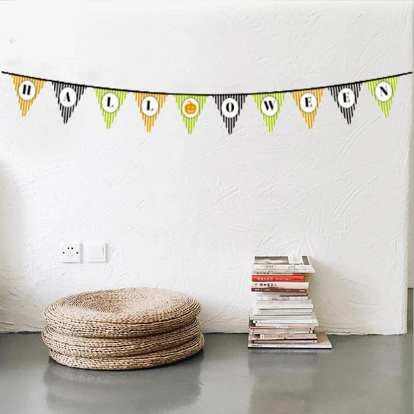 pilelistore Cadılar Bayramı Kabak Temalı Halloween Yazılı Banner Süs Flama 3 Metre - Resim 3