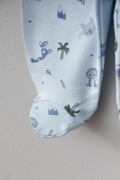 Bebitof %100 Pamuk Palmiye Desenli 5 Parça Yenidoğan Hastane Çıkışı Zıbın Seti BBTF.MV.20121 - 4