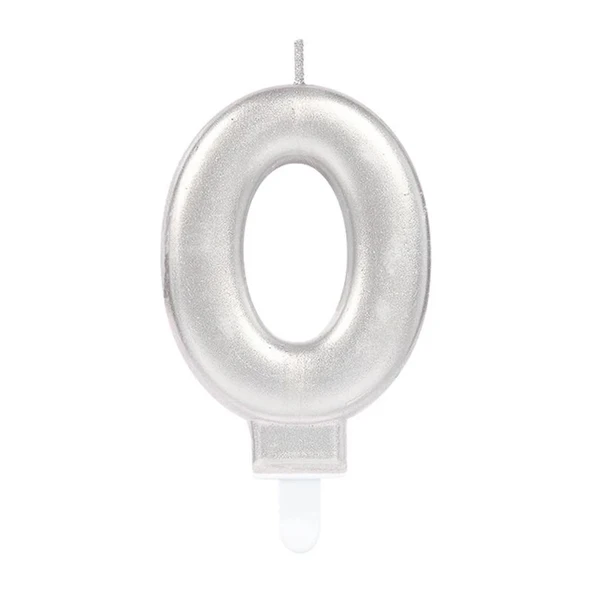 pilelistore Parti Aksesuar 0 Rakam Mum Gümüş Renk