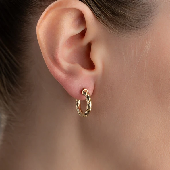 925 Ayar Gümüş Burgulu Halka Küpe - 5