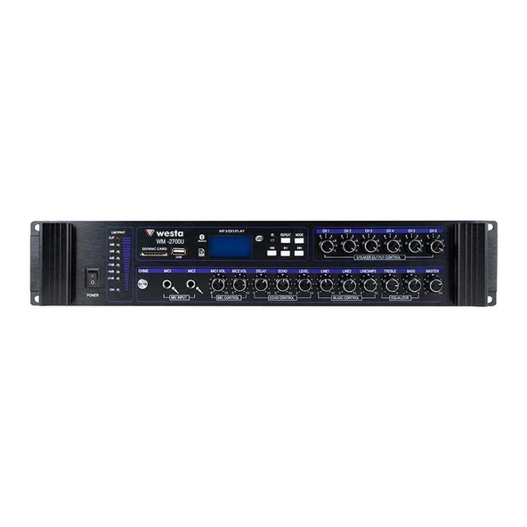 Westa WM-2700U 700W USB/BT/SD 6 Bölgeli Hat Trafolu Mikser Amfi - Anfi