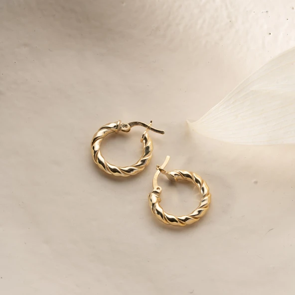 925 Ayar Gümüş Burgulu Halka Küpe - 6