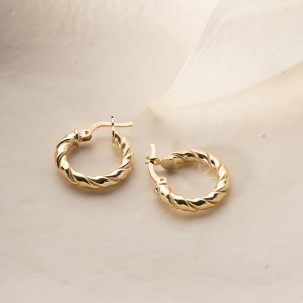 925 Ayar Gümüş Burgulu Halka Küpe - 4